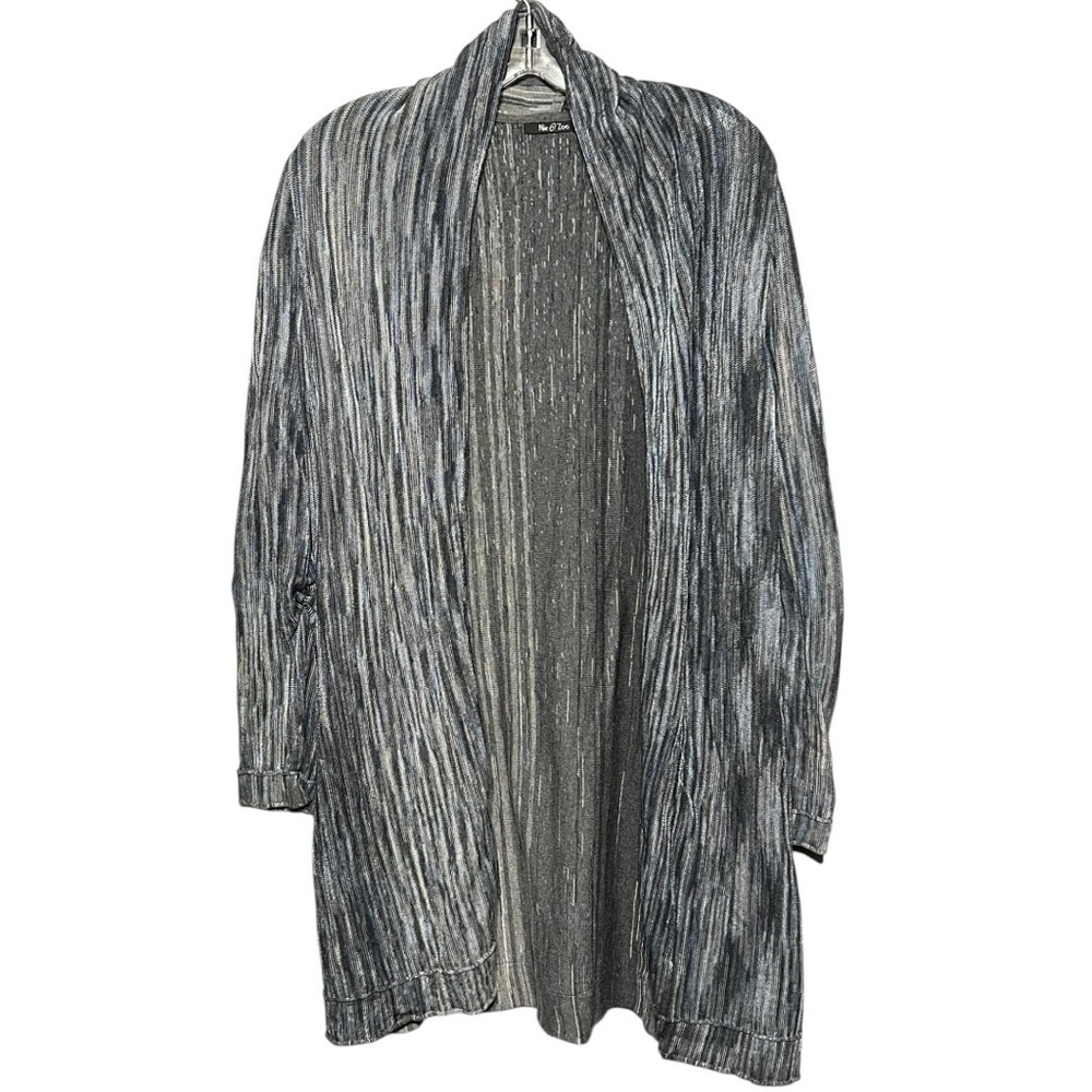 NIC+ZOE No Regrets Cardigan Blue Women’s Large Open Front Knit Sweater